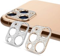 HOCE Glitter Rhinestone กล้องเลนส์ฟิล์มป้องกันสำหรับ iPhone 11 12 13 14 Pro Max 12มินิ14บวกโลหะผสมเงาเพชรเลนส์ป้องกันแหวนปก