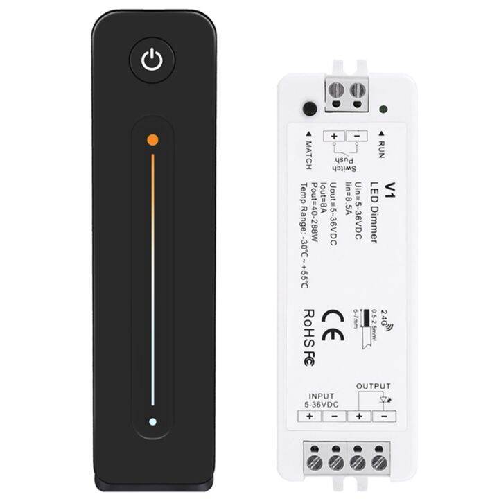 led-dimmer-12v-5v-24v-36v-8a-pwm-wireless-rf-switch-with-2-4g-brightness-adjustment-contact-remote-for-led-single-color-strip