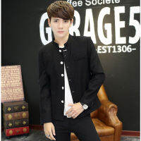 904A เสื้อแจ็คเก็ตกระดุมโลหะแบบใหม่สำหรับฤดูใบไม้ร่วงเสื้อแจ็คเก็ตผู้ชายคอตั้งเสื้อทูนิคสไตล์เกาหลีสลิมฟิตสำหรับวัยรุ่น