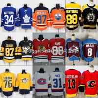 ♙ g40349011chao 037A เสื้อกีฬาแขนสั้น ลายทีม Nhl Jersey Jersey Black Hawk Oiler Maple Leaf Brown Bear Shark Devil Jersey Ice Hockey สไตล์ฮิปฮอป