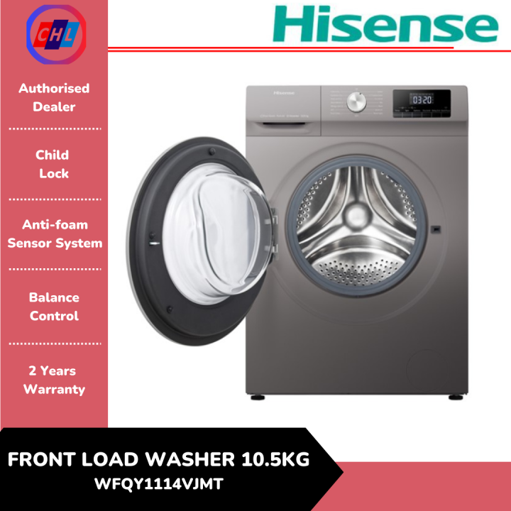 HISENSE (AUTHORISED DEALER) FRONT LOAD WASHER 10.5KG WFQY1114VJMT HISENSE WARRANTY MALAYSIA