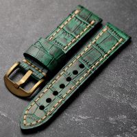 Handmade First Layer Cowhide Leather Watchband 20 22 23 24MM Bronze Buckle Accessories Color Vintage Style Genuine Leather