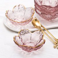 6pcsset Nordic Cherry Blossom Small Glass Dish Kitchen Mini Seasoning Plate Sauce bowl For Ice Cream Fruit Sala