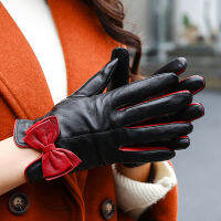 Keep Warm Real Sheepskin Leather Women Fashion Winter Sheepskin Bow Female Guante Hand Outdoor Hot Mittens S2808