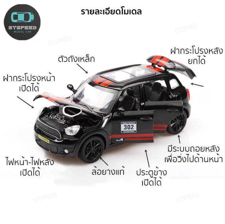 โมเดลรถเหล็ก-mini-cooper-countryman-ขนาด-1-32-มีไฟหน้าไฟท้าย-มีเสียง-เปิดประตูได้-โมเดลรถยนต์-รถเหล็กโมเดล-โมเดลรถ