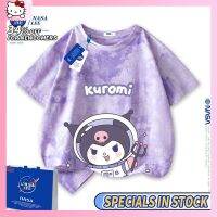 Kuromi เสื้อผ้าเด็กผู้หญิง2023ใหม่เสื้อยืดแขนสั้นผ้าฝ้ายสีโดพามีนสำหรับฤดูร้อน