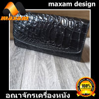 หนังแทเ้ๆ ร้าน Maxam Design ร้านอันดับ1Genuine Crocodile Leather(สีดำ)กระเป๋าหนังจระเข้แท้ หนังเต็มใบ กระเป๋า 3 พับ หนังแท้ของเเท้ งานระดับพรีเมี่ยม ใส่เ