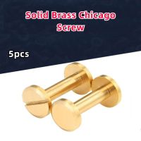 5pcs Solid Brass Chicago Screw Copper Flat Head Stud Leather Craft Leathercraft Belt Wallet Bag Binding Rivet Nail Fastener