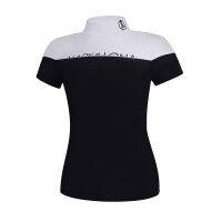 PXG1 PING1 DESCENTE FootJoy Callaway1 ANEW๑ เสื้อกอล์ฟเลดี้ Golf Ladies Slim Outdoor Casual Sports Short Sleeve T-Shirt Fashion Black and White Round Neck Top