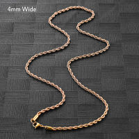 New Hot Sales Stainless Steel Rose Gold Rope Chain Necklace For Women Men Fashion Rope Chain Jewelry Gift