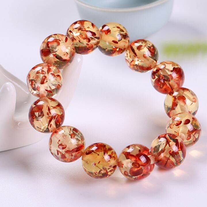 top-baltic-poppy-amber-beeswax-beeswax-bracelet-with-petals-beads-single-circle-amorphous-beauty-bracelet-zz