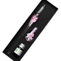 Floral 딥펜 Writing Перо Калиграфческое Vintage Ink Ink Fountain Dip Glass Tool Signature Gift Pen 글라스펜 Pen Dip Stationery  Pens