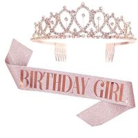 Birthday Sash And Crown Birthday Girl Queen Birthday Party Crown Shoulder Strap Party Supplies Fashion Decoration