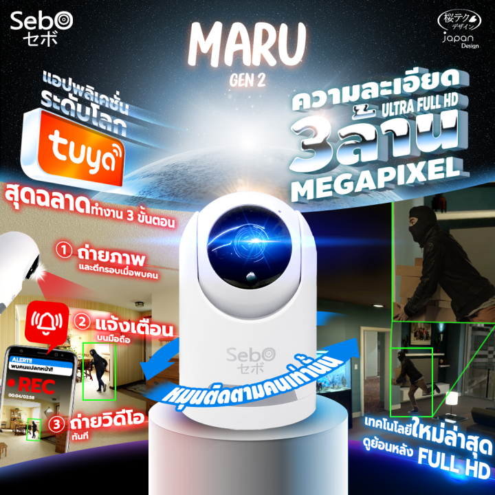 sebo-maru-gen-2-กล้องวงจรปิดไร้สาย-ละเอียด-3-ล้าน-smart-ai-พร้อมระบบแจ้งเตือน-เมื่อเจอคน-และหมุนติดตามคนเท่านั้น-บนเครือข่าย-tuya-มุมมอง-360