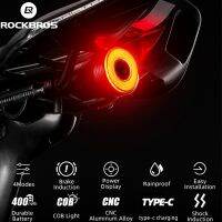 ✜ ROCKBROS Smart Bicycle Rear Light Auto Start/Stop Brake Sense IPx6 Waterproof LED Type-C Rechargeable Flashlight Bike Accessory