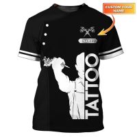 (All sizes are in stock)   The latest summer mens T-shirt tattoo machine personalized name 3D printed T-shirt unisex casual top classic tattoo uniform DW162.  (You can customize the name and pattern for free)