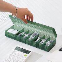 Plus Data Cable Storage Box with Cover Charging Cable Box Case Sorting Grid Desktop Storage Box Power Cord Organizer