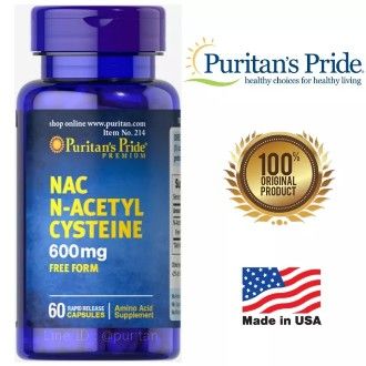 ตรงปก ของแท้ นำเข้า [60 capsules] NAC 600mg Puritans Pride N-Acetyl cysteine NAC 600mg 60 เม็ด