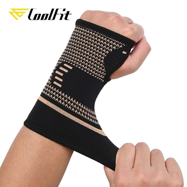 coolfit-สายรัดข้อมือทองแดงสำหรับเล่นกีฬาแขนรั้งข้ออักเสบที่ป้องกันข้อมือยางยืดแผ่นรองรับการเคลื่อนไหวถุงมือฝ่ามือ