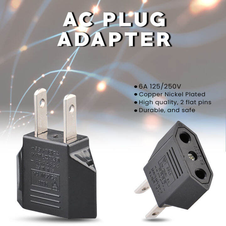 AC Power Flat Plug Adaptor 2 LEG EU To US Plug Travel Adapter 