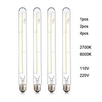 [Qingxin fabrics] Vintage 110V 220V 6W T300 LED ไส้หลอดไฟ2700K Warm White 6000K เย็นสีขาวยาว Tubular E27 Edison หลอดไฟ120V 240V