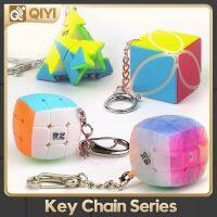 [ Qiyi Magic Cube Keychain 3x3 Mini Pocket Cubes ] Key Ring gear 2x2 Maple Leaf Keyring Puzzle Jelly Mini Fidget Toy 30mm Brain Teasers