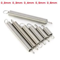 10pcs/lot 0.2mm 0.3mm 0.4mm 0.5mm 0.6mm stainless steel Tension spring with O hook extension spring Electrical Connectors