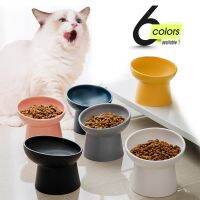 Cat Nordic Style Food Water Bowl Pet Animal Ceramic Eating Dishes High Foot Candy Color Puppy Kitten Matte Bowls Dog Accessories