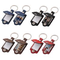 【CW】▦  1Pc Sublimation Blank Leather Metal Keychain with Photo Frame Keyring