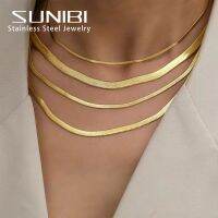 SUNIBI 316L Snake Chain Necklace for Woman Gifts Choker Herringbone Gold Color Necklaces Jewelry Wholesale