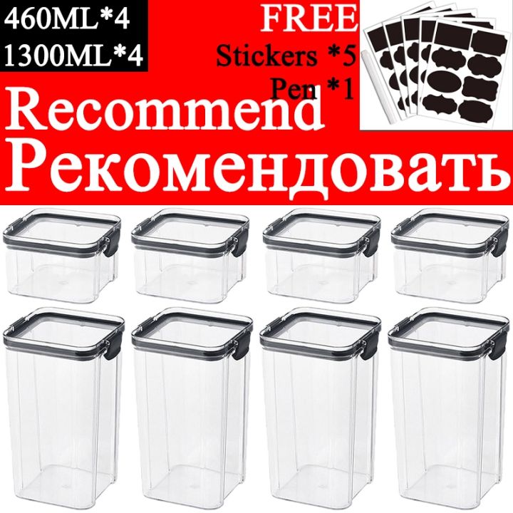 460-1800ml-plastic-food-storage-box-sets-stackable-kitchen-sealed-jar-multigrain-tank-bottle-dried-fruit-tea-storage-containers