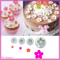 Manao 4pcs Plum Flower fondant เครื่องตัดเค้กลูกสูบคุกกี้แม่พิมพ์ตกแต่งแม่พิมพ์ขนม