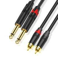 1Pc Dual 1/4 inch 6.35mm to Dual RCA Jack Cable Stereo AUX Audio Cable Convertor Adapter Cable Cords For Music Amplifier Line