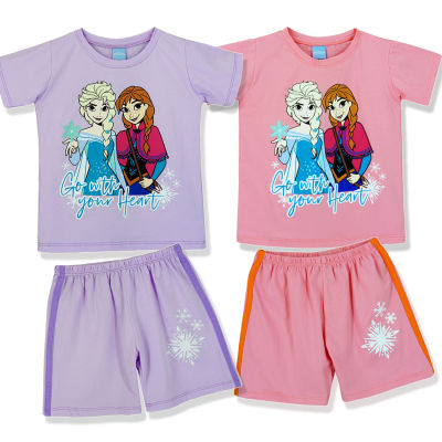 เสื้อกางเกงเด็ก เอลซ่า ผ้าคอตตอน *ลิขสิทธิ์แท้* ผลิตในไทย Frozen โฟรเซ่น  Elsa ชุดเซ็ตเด็ก ดิสนีย์ พร้อมส่ง