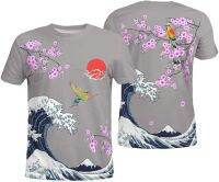 Japanese Kanagawa Sakura Cherry Blossom Bird All Over Print 157 T-Shirt 3D for Men Women