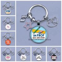 【YF】 New French letter teacher tears round glass picture convex keychain pendant jewelry