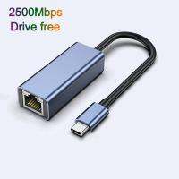 Adaptor Ethernet USB Tipe C 2500Mbps kartu jaringan eksternal kecepatan tinggi USB 3.0 ke RJ45 Lan adaptor untuk MacBook PC Mac Driver gratis