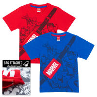 Marvel Boy T-Shirt (with bag) - เสื้อยืดเด็กผู้ชายลายมาร์เวล เสื้อติดกระเป๋าจริง มีซิป เด็ก 1-9 ขวบ สินค้าลิขสิทธ์แท้100% characters studio