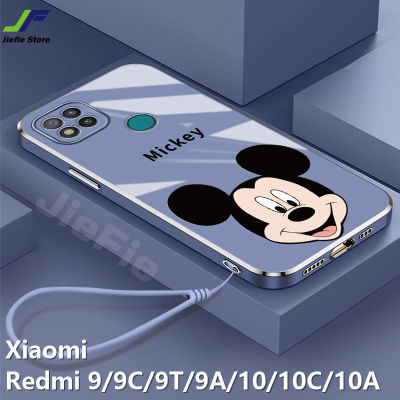 JieFie เคสเคสโทรศัพท์การ์ตูน Mickey Mouse น่ารักสำหรับ Xiaomi Redmi 9C / 9 / 9A / 10 / 10C / 10A / 12 / 12C สำหรับเด็กผู้หญิงพวงกุญแจตุ๊กตามิกกี้ปลอกอ่อนเคส