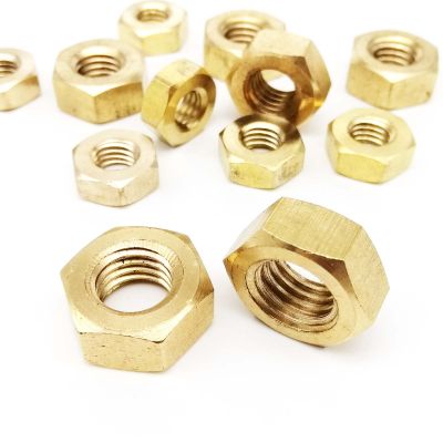 10/200pcs DIN934 M1 M1.2 M1.4 M1.6 M2 M2.5 M3 M4 M5 M6 M8 M10 M12 Solid Brass Copper Hex Nut Hexagon Nut High Quality Nails Screws Fasteners