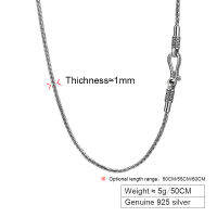 ZA S925 Silver 1MM fashion ided Weave Rope Chain Creative Buckle Chain detachable Simple Man and Woman Necklace