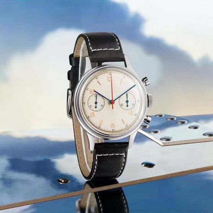 seagull-pilot-multiction-retro-chronograph-สายหนังผู้ชายนาฬิกาควอตซ์-vintage-casual-ทหารนาฬิกานาฬิกาข้อมือชาย