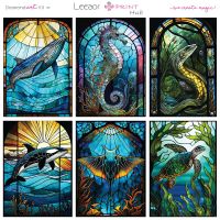 Stained Glass 5D Diy Diamond Painting New 2023 Animal Cross Stitch Kit Sea Creatures Pixel Art Mosaic  Embroidery Home Decor Cups  Mugs Saucers