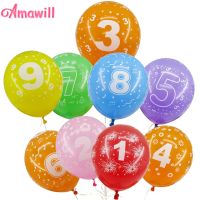 Amawill 10pcs Birthday Digital Ballon Latex Balloon Number 1 2 3 4 5 6 7 8 9 Years Old 1st 2nd Birthday Party Decoration Kids 75 Balloons