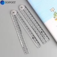 IOPOIT 5PCS โปร่งใสโปร่งใส ไม้บรรทัดตรงตรง ของขวัญสำหรับนักเรียน อะคริลิค ไม้บรรทัดวัดขนาด สร้างสรรค์และสร้างสรรค์ พับเก็บได้ ไม้โปรแทรกเตอร์เรขาคณิต อุปกรณ์สำนักงานโรงเรียน