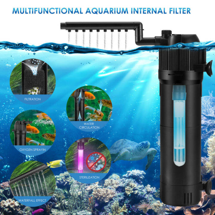 Fish Tank Filter, 650L/H 6W Internal Aquarium Filter Pump With UV ...