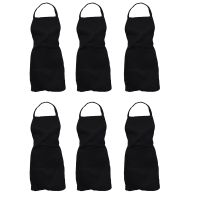 6X Plain Apron with Front Pocket Kitchen Cooking Craft Baking Black