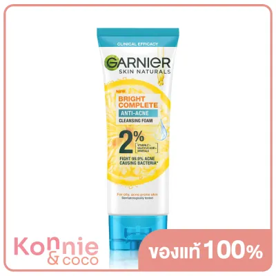 Garnier Skin Naturals Bright Complete Anti-Acne Cleansing Foam 100ml ผลิตภัณฑ์โฟมทำความสะอาดผิวหน้า