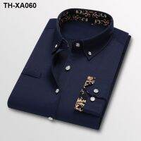 Mens Shirt Business Printed Sleeve 2023 Korean Trend Men