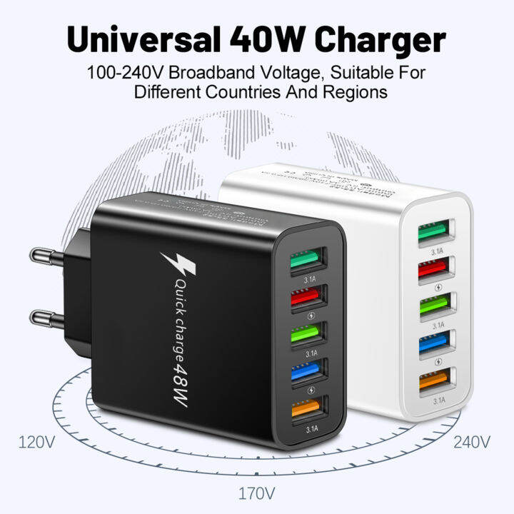 ที่ชาร์จแบบมีหลายรูเก็บข้อมูลขนาดใหญ่สำหรับประเทศต่างๆ-qc3-0ชาร์จเร็ว5เครื่องชาร์จพอร์ต-usb-พร้อมระบบชาร์จเร็วสำหรับโทรศัพท์มือถืออะแดปเตอร์อเนกประสงค์พร้อมปลั๊ก-eu-และไฟที่เหมาะสม